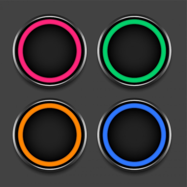 Four colors shiny frames or buttons set