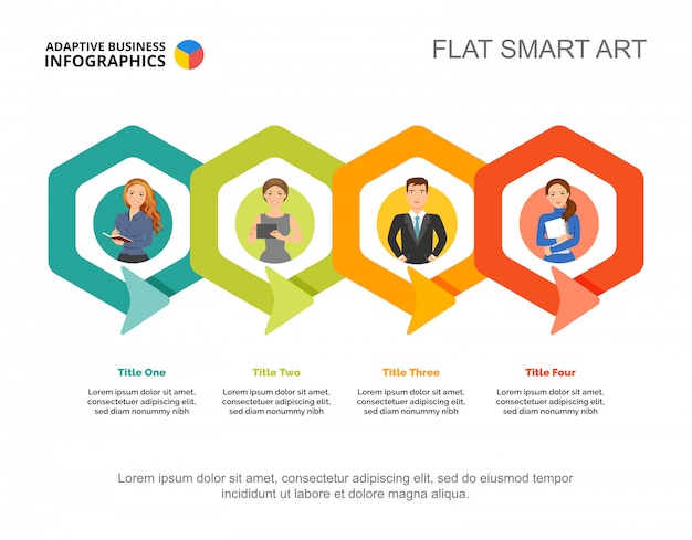 Free vector four connected hexagons process chart template for presentation. business data.