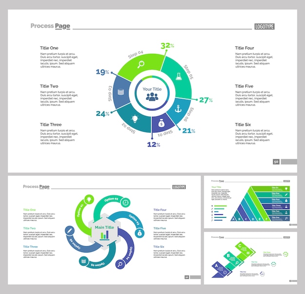 Free vector four consulting slide templates set