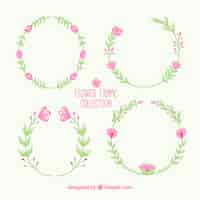 Free vector four cute floral frames