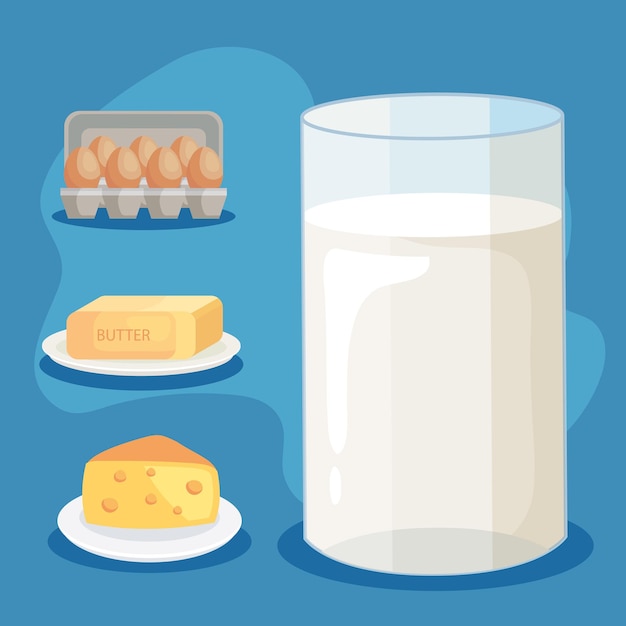 Free vector four dairy products icons