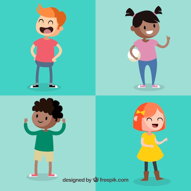 Free vector four different kids