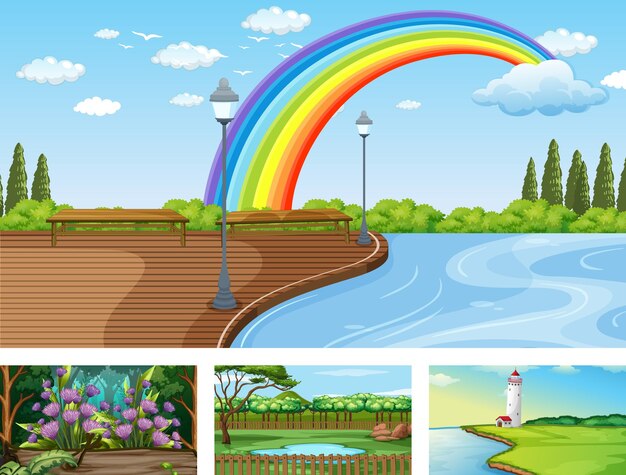 four different nature horizontal scene