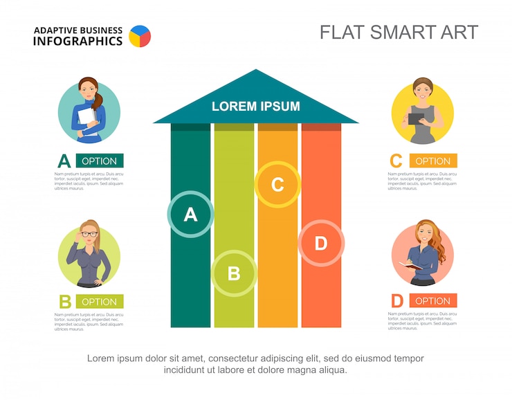 Free Vector four elements goal process chart template for presentation.