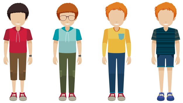 Free vector four faceless boys