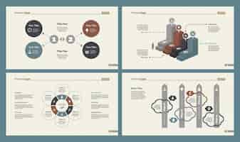 무료 벡터 4 개의 금융 슬라이드 템플릿 세트