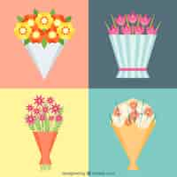 Free vector four floral bouquets