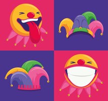 Four fools day icons