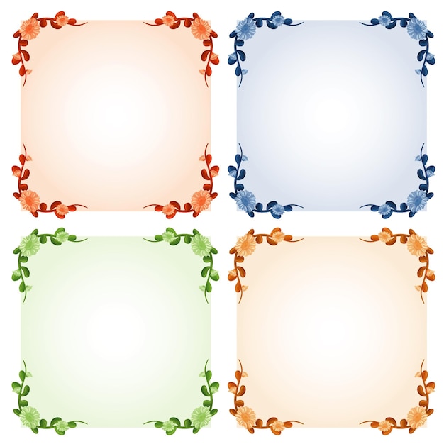 Four frame templates with colorful flowers