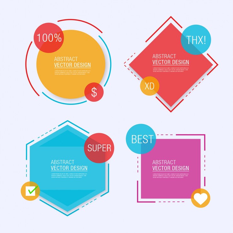 Free Vector four geometrical label templates