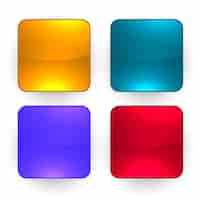 Free vector four glossy empty buttons set