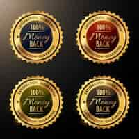 Free vector four gold warranty badges