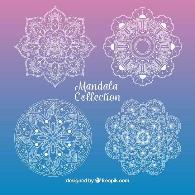 Four hand drawn mandalas