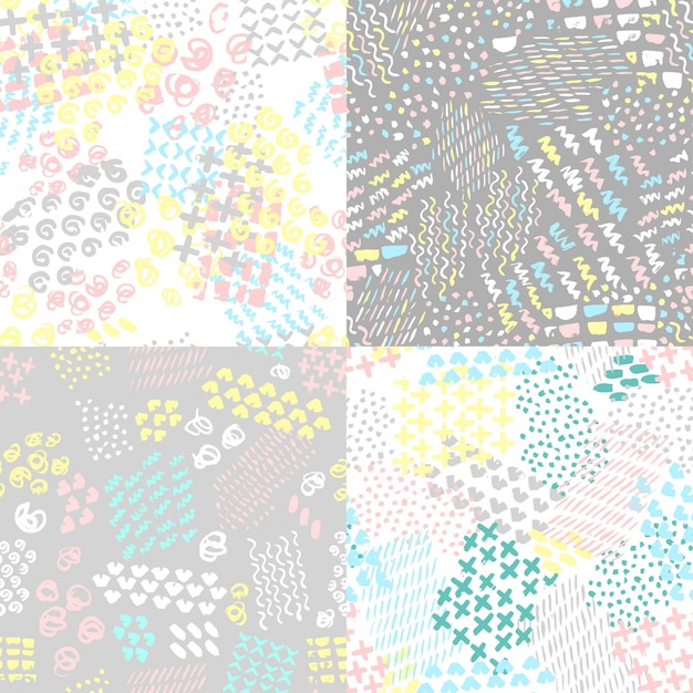 Free vector four hand painted patterns