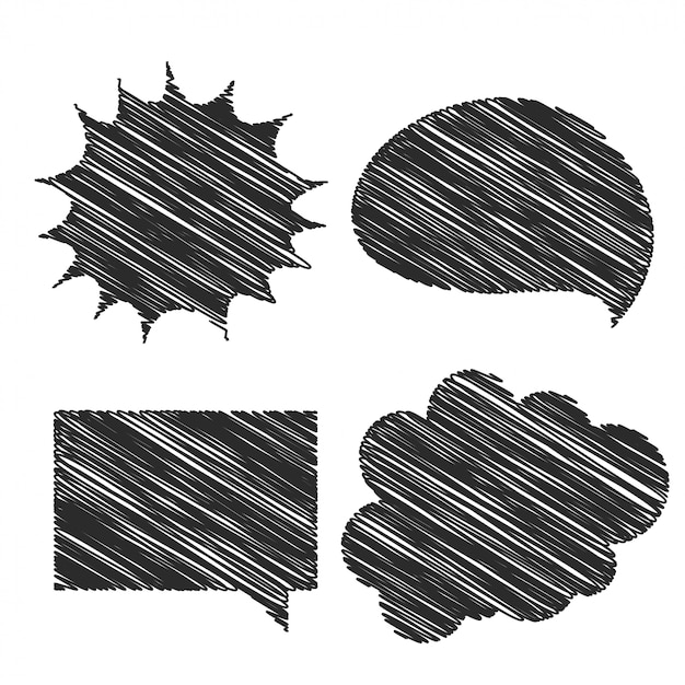 four hand scribble chat bubble design