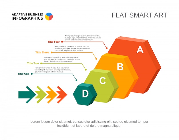 Infografica a quattro esagoni. modello modificabile per diagramma di processo, diagramma delle opzioni