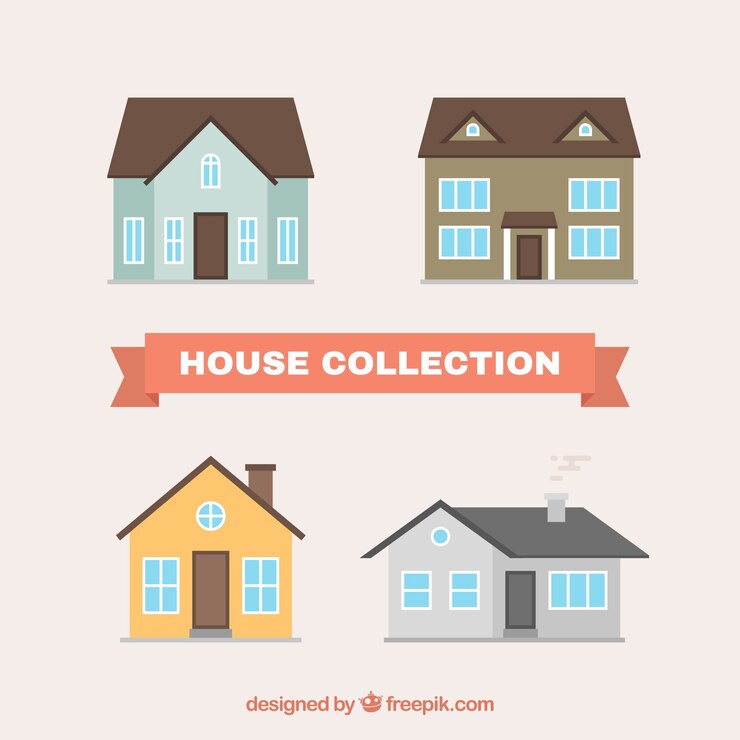 Free Vector four houses in flat design