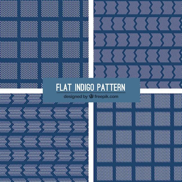 Four indigo patterns, flat style