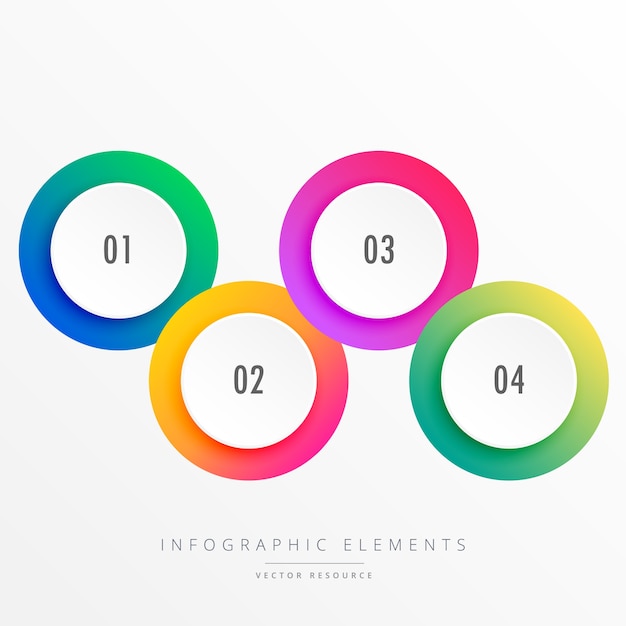 Four infographics circles with different colors