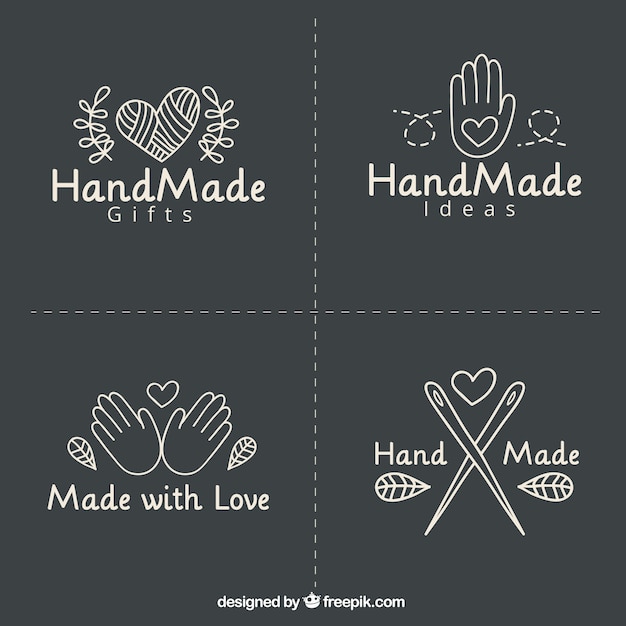 Free vector four labels about crafts on black background