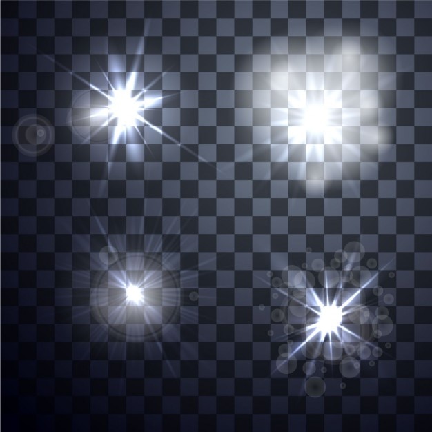 Бесплатное векторное изображение Набор векторных светящийся световой эффект на прозрачном фоне