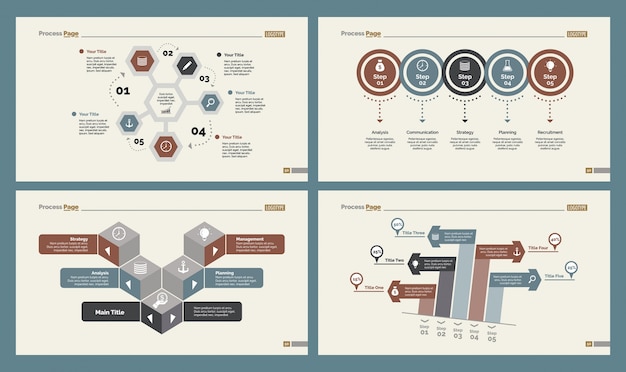 Four Logistics Charts Slide Templates Set