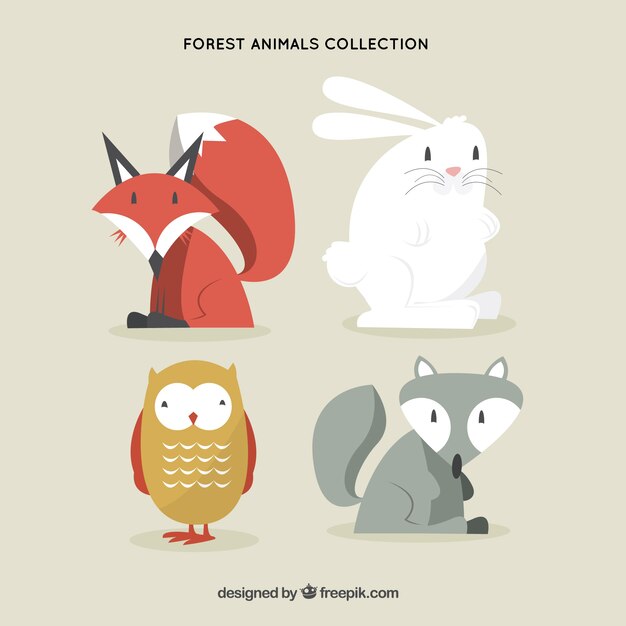 four lovely forest animals 