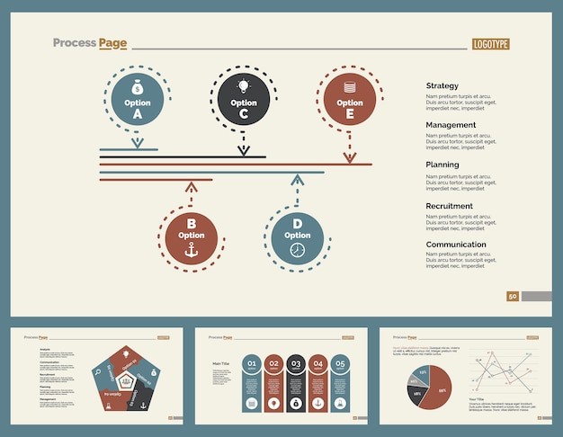 Four management slide templates set