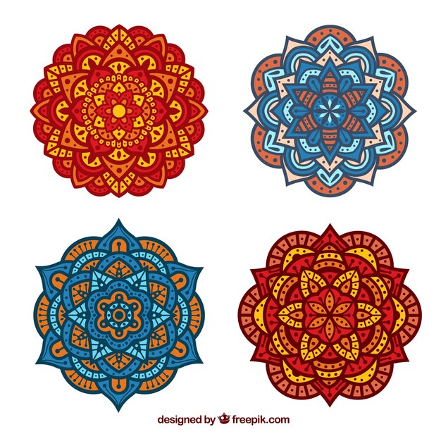 Four mandalas in flat design