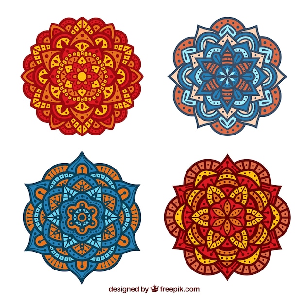 Four mandalas in flat design