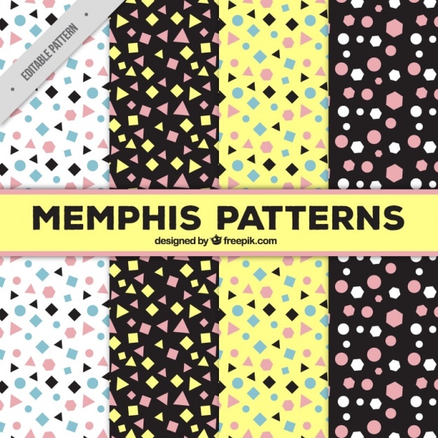 Four memphis patterns