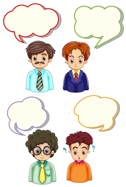 Free vector four men and speech bubbles