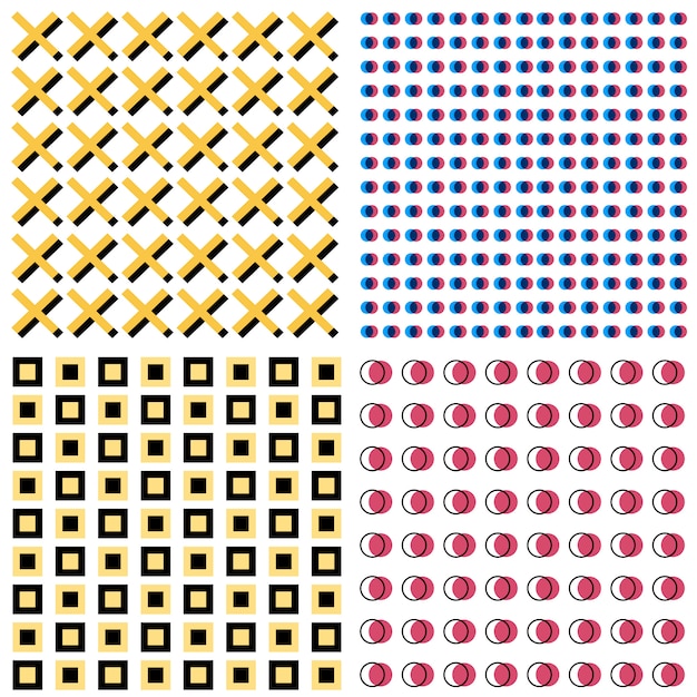 Four modern memphis patterns