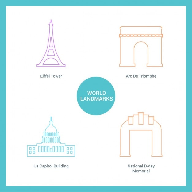 Free Vector four monuments, colored lines