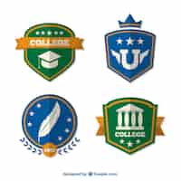 Vettore gratuito quattro-pack badge universitario