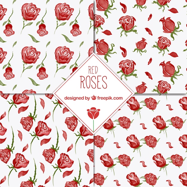 Four patterns of red roses