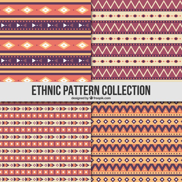 Four patterns with ethnic shapes