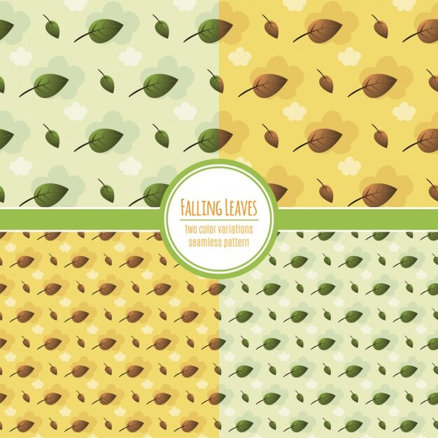 Free vector four patterns with leaves