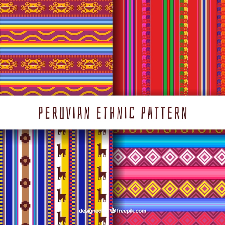 Free Vector four peruvian patterns  