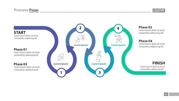 Free vector four phase flow chart slide template