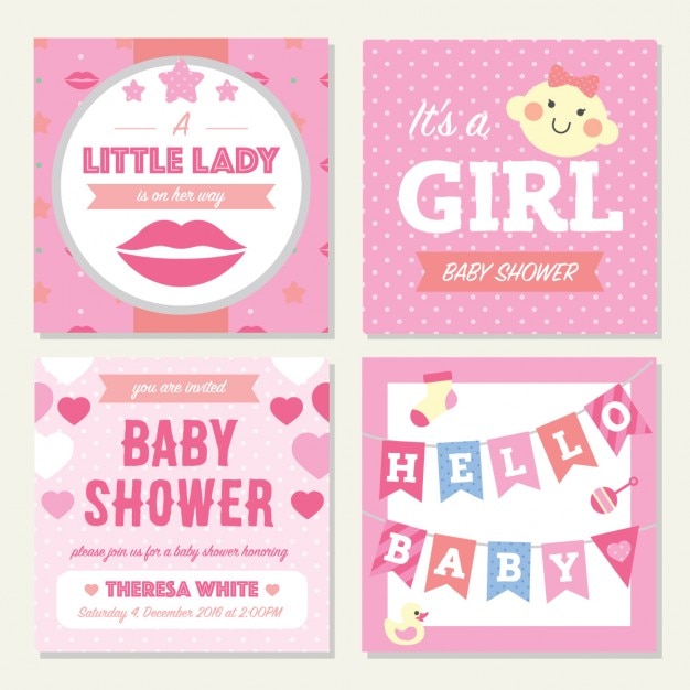 Baby girl shower invitation template