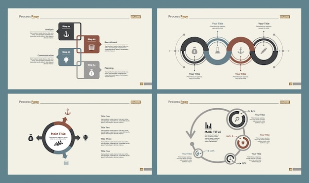 Free vector four planning slide templates set