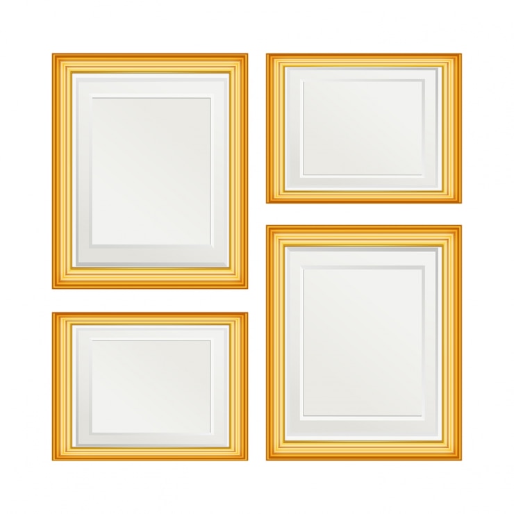 無料Vector 写真の4つの簡単な黄金のフレームのセット