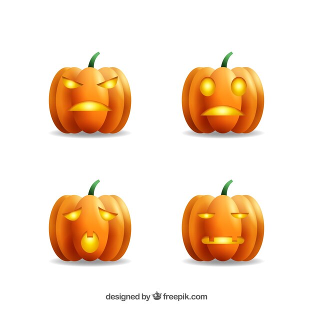 Four realistic halloween pumpkins