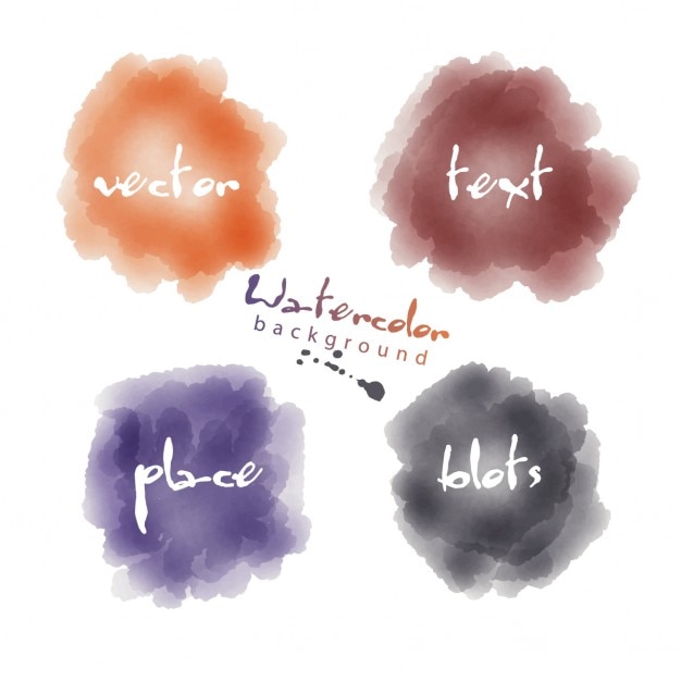 Four realistic watercolor stains with text