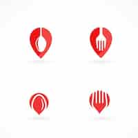 Free vector four red logos for food at home