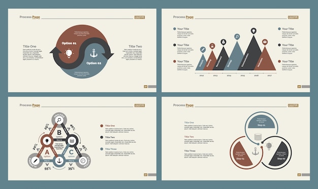 Four research slide templates set