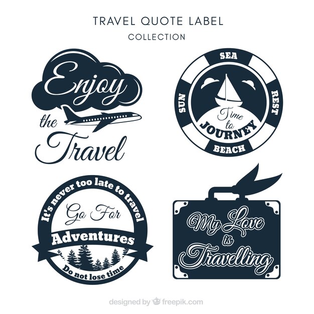Four retro travel decorative stickers