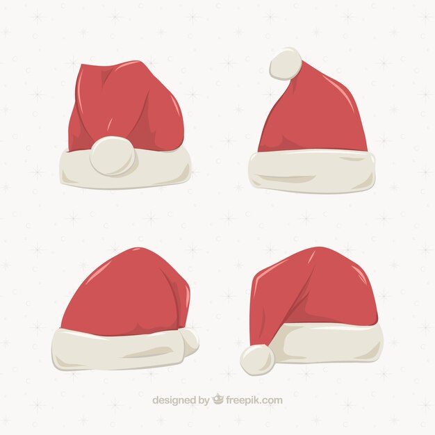 Four santa claus hats
