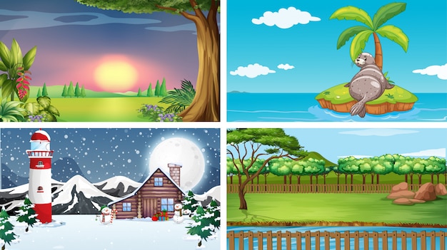 Four scenes of different locations